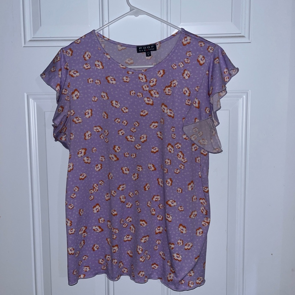 Poof New York Floral Fairy Y2K Lettuce Edge Hem Casual Lightweight Size XL